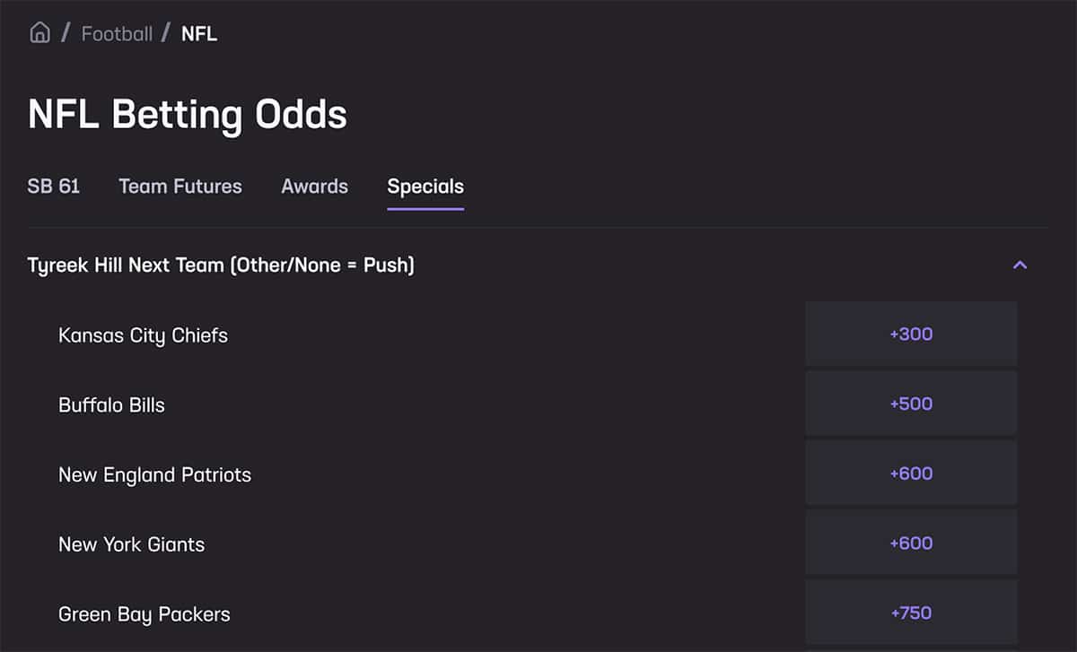 tryeek hill odds